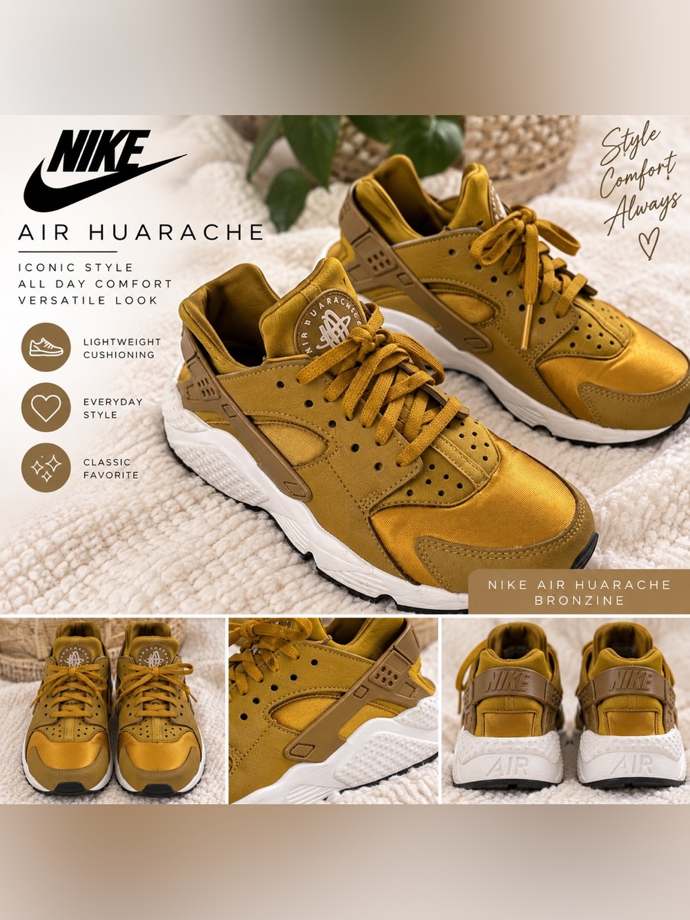 Nike Bronzine Huarache Sneakers